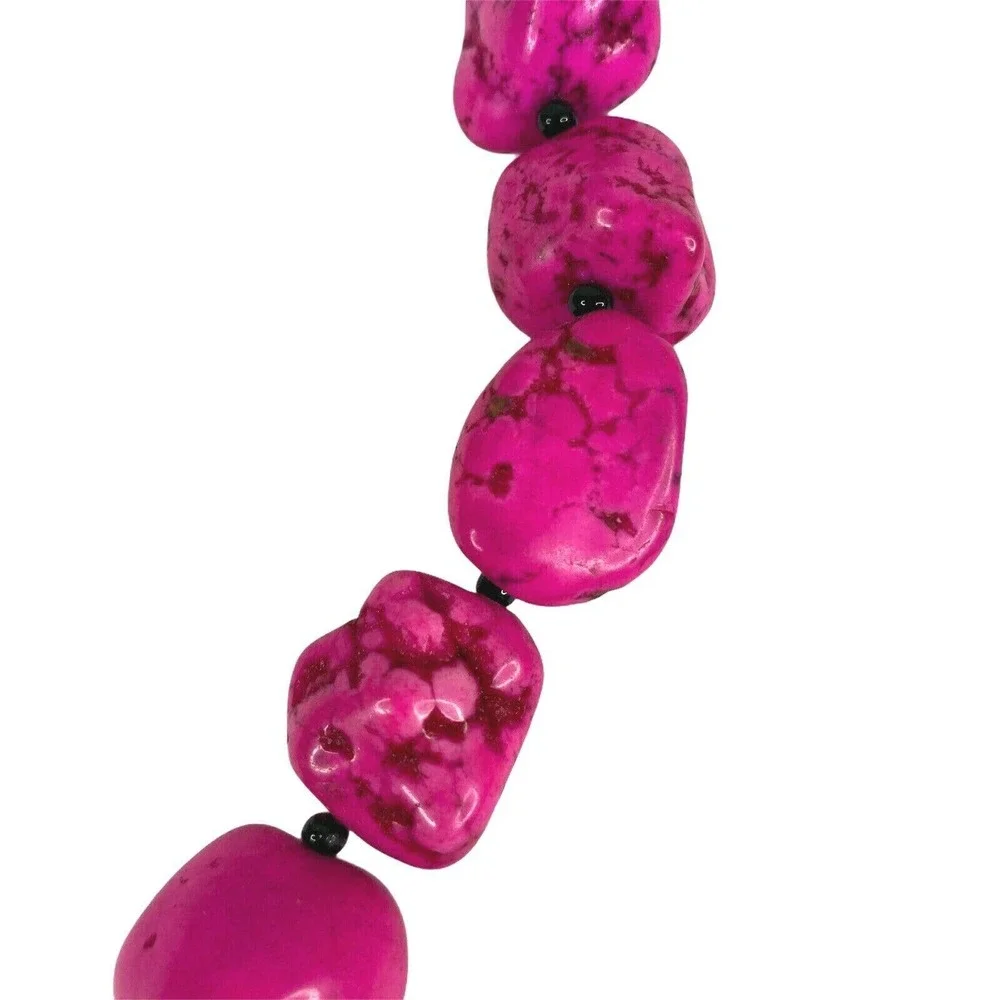 Silver Tone Pink Faux Stone‎ Necklace Earrings Set